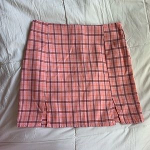 Pink plaid skirt